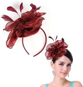 img 4 attached to JIAHANG Fascinators Headband Cocktail Headwear Women's Accessories and Special Occasion Accessories