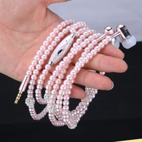 img 3 attached to New Fashion Women Girl Rhinestone Jewelry Design Pearl Necklace Earphones