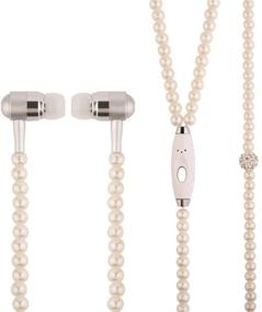 img 4 attached to New Fashion Women Girl Rhinestone Jewelry Design Pearl Necklace Earphones