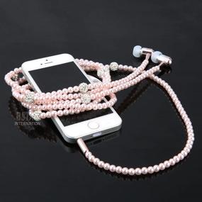 img 2 attached to New Fashion Women Girl Rhinestone Jewelry Design Pearl Necklace Earphones