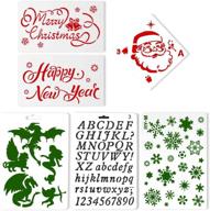 🎄 christmas stencils templates set of 6 - snowflakes, happy new year, merry christmas, happy holiday - hollow out painting stencils for diy home decor logo