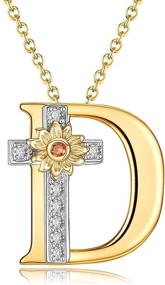 img 4 attached to 🌻 Jemplestic 18k Gold-Plated Initial Necklace for Women - Sterling Silver Sunflower Cross Letter Pendant Jewelry, Perfect Gifts for Girls