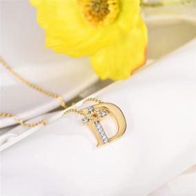 img 3 attached to 🌻 Jemplestic 18k Gold-Plated Initial Necklace for Women - Sterling Silver Sunflower Cross Letter Pendant Jewelry, Perfect Gifts for Girls