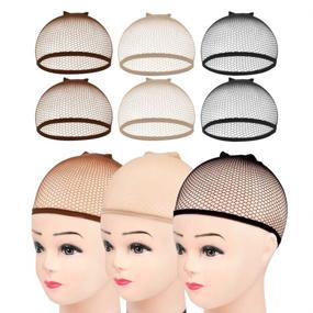 img 4 attached to 🧢 Шапка для парика "Wig Cap, MORGLES" - 6 штук сетчатых сеток для волос для парика - Закрытый конец сетчатых сеток для женщин (коричневый, бежевый, черный)