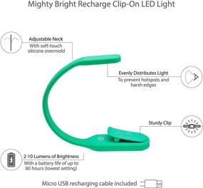 img 3 attached to The Original Mighty Bright Recharge Clip On Rechargeable Book Light: Warm Eye Care LEDs, Flexible & Durable Design, Dimmable Reading Light for Kids, Bookworms; Ideal for Bedtime Reading; Lasts 60 Hours (Green)