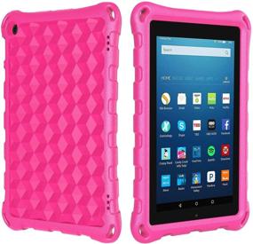 img 4 attached to Ubearkk Lightweight Shockproof Case for Kids - All-New Amazon Fire 7 Tablet Cover, Compatible with 9th/7th/5th Generation (2019/2017/2015 Release), Anti-Slip Protection (Pink)