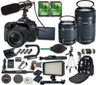 📸 комплект камеры canon eos 80d dslr: объективы ef-s 18-55 мм и 55-250 мм + 2 карты sd объемом 32 гб + микрофон + светодиодный светильник логотип