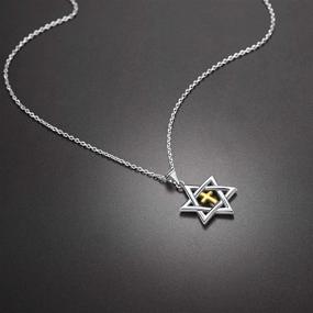 img 1 attached to 🌟 Stainless Steel/18K Gold Plated Star of David Necklace with Chain - Megan Star Pendant Jewish Jewelry Israel Necklaces for Men and Women (22 Inch)