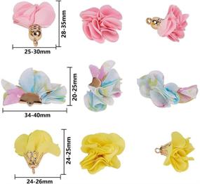 img 3 attached to 🌸 SUNNYCLUE Set of 60pcs 3D Cloth Flower Charms Pendants with Metal Caps and Key Chain - Fabric Floral Petal Tassel, Ideal for Jewelry Making