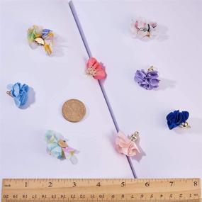 img 2 attached to 🌸 SUNNYCLUE Set of 60pcs 3D Cloth Flower Charms Pendants with Metal Caps and Key Chain - Fabric Floral Petal Tassel, Ideal for Jewelry Making