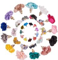 🌸 sunnyclue set of 60pcs 3d cloth flower charms pendants with metal caps and key chain - fabric floral petal tassel, ideal for jewelry making logo