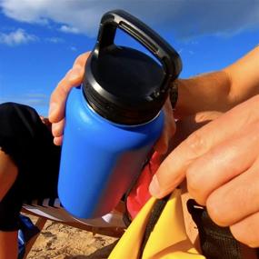 img 1 attached to 🌊 Ocean Hydro Bottles - 18oz 32oz Insulated Stainless Steel Water Bottles Wide Mouth with 3 Lids - Keeps Liquids Hot for 12 Hours, Cold for 24 Hours