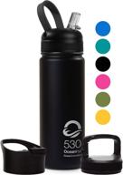 🌊 ocean hydro bottles - 18oz 32oz insulated stainless steel water bottles wide mouth with 3 lids - keeps liquids hot for 12 hours, cold for 24 hours logo