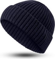 👒 syhood winter beanie knit hat for men women - warm slouchy stretchy soft headwear - daily ribbed cap beanie hat logo