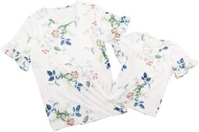 img 4 attached to Somlatrecy Matching T Shirts Blouse Floral Girls' Clothing