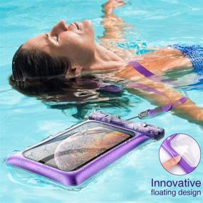 img 1 attached to 📱 SURITCH Universal Waterproof Phone Case - Purple Marble, Floating Phone Pouch for iPhone 12, 11 Pro Max, XR, XS Max, SE 2020, Galaxy Note 20, S20 Ultra, S10, S9 Plus - Up to 6.9"" - Improved SEO