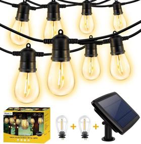 img 4 attached to 🌞 HueLiv 48FT Solar String Lights Outdoor, Patio LED Lights Waterproof with 15+2 Shatterproof LED Light Bulbs Warm White 4 Modes for Garden Backyard Cafe Party Decor - Enhance Your SEO!