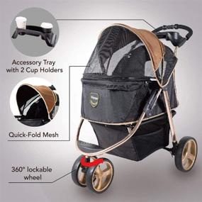 img 3 attached to ibiyaya 3 Wheel Dog Stroller for Small, Medium Dogs | Cup Holders, Aluminum Frame | Up to 44 lbs Pet Capacity