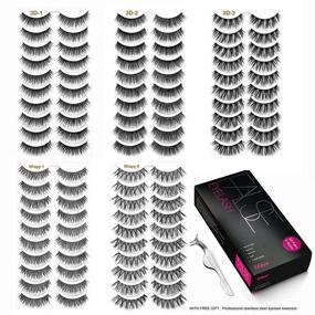 img 2 attached to 💄 Get Glamorous with the Eliace 50 Pairs 5 Styles Cat Eye Lashes Bulk Handmade False Eyelashes Set - Professional Makeup Kit with Natural Look Wispies, Soft & Comfortable, includes False Lashes Tweezers