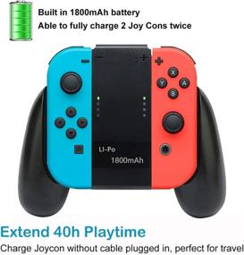 img 3 attached to Kinvoca Joy Con Charging Grip - 2-in-1 Comfort Grip for Nintendo Switch Joy-Con Controller with 1800mAh Battery, Joycon Charger Including 32in USB-C Cable, Power & Charge Indicators, Overcharge Protection