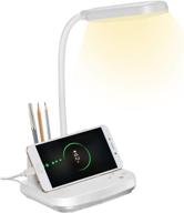 white led rechargeable desk lamp with usb charging port, novolido - 🔦 4 color modes, stepless dimming, pen holder, flexible hose, 4000mah battery, 5v/2a adapter included логотип