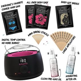 img 3 attached to 🔥 Waxing Kit with Wax Warmer - KoluaWax Hair Removal featuring Multiple Formulas to Target Eyebrows, Facial Hair, Armpits, Bikini, Brazilian for Women and Men. Includes 20 Applicators for Home Use.