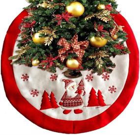 img 4 attached to Festive Christmas Tree Skirt: Qinbin Santa 🎄 Snowman Pattern Collar Mat for Indoor/Outdoor Holiday Décor