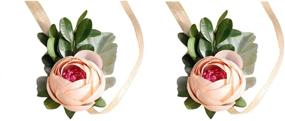 img 3 attached to 🌸 Florashop 2 pcs Satin Peony Buds Silk Flowers Champagne Wrist Corsage - Ideal for Wedding, Prom, and Party