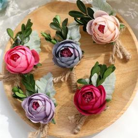 img 1 attached to 🌸 Florashop 2 pcs Satin Peony Buds Silk Flowers Champagne Wrist Corsage - Ideal for Wedding, Prom, and Party