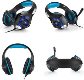 img 3 attached to 🎧 Mengshen GM1 Blue Gaming Headset - Compatible with PC, Laptop, Smartphones, PS4, Xbox One - Mic, Volume Control, LED Lights, Soft Earpads