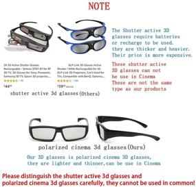 img 2 attached to High-Quality 4 Pack Passive Circular Polarized RealD 3D Glasses for Cinema and Passive 3D TVs Projectors - Not Compatible with Active 3D TVs Projectors