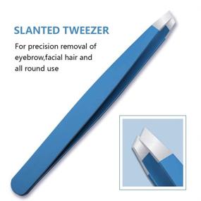 img 2 attached to 🔍 Tweezer Set for efficient Eyebrow & Facial Hair Removal, Blackhead & Tick Extraction - Slant Tip and Pointed, in Black and Blue