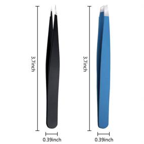 img 1 attached to 🔍 Tweezer Set for efficient Eyebrow & Facial Hair Removal, Blackhead & Tick Extraction - Slant Tip and Pointed, in Black and Blue