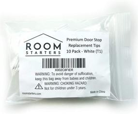 img 1 attached to 🚪 ROOM STARTERS Kick Down Door Stop Ultra Grip Rubber Replacement Tips -10 Pack Threaded Style 1, White