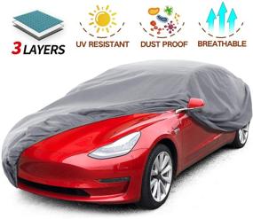 img 4 attached to 🚗 Leadpro Car Cover: Ultimate Protection for Your Sedan Auto - 3 Layer Weather Defender, UV Resistance, Scratch Resistant, Dustproof - Universal Size: Ideal for Car Length 200