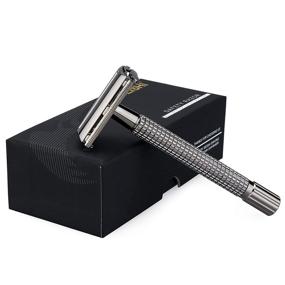 img 4 attached to WEISHI Nostalgic Long Handle Butterfly Open Safety Razor with Double Edge Blades