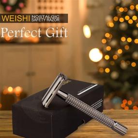 img 3 attached to WEISHI Nostalgic Long Handle Butterfly Open Safety Razor with Double Edge Blades