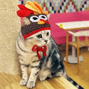 img 3 attached to 🦃 Handmade Crochet Turkey Hat for Small Dogs and Kittens - Legendog Cat Costume for Halloween, Thanksgiving Party, and More