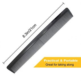 img 3 attached to Carbon Fiber Cutting Comb: Premium 8.3” Hair Dressing Comb for All Hair Types - Anti Static, Heat Resistant - Fine and Wide Teeth Hair Barber Comb