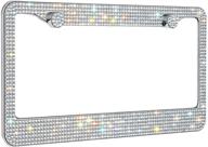 💎 premium stainless steel crystal iridescent license plate frame - handcrafted bling design logo
