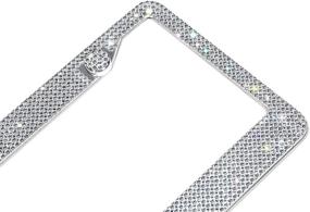 img 1 attached to 💎 Premium Stainless Steel Crystal Iridescent License Plate Frame - Handcrafted Bling Design