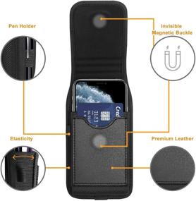 img 2 attached to 📱 Ykooe Nylon Phone Holster for iPhone 11/12 Pro Max, XR, XS MAX, 7/8 Plus | Samsung Galaxy S20 FE, S21 Plus, Note 20 Ultra | A52, A21 | Moto Vertical Carrying Phone Pouch Belt Holder Case with Card Slot