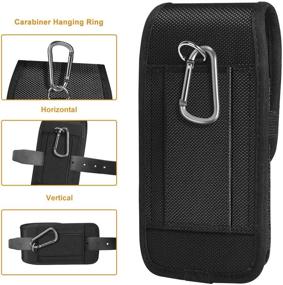 img 1 attached to 📱 Ykooe Nylon Phone Holster for iPhone 11/12 Pro Max, XR, XS MAX, 7/8 Plus | Samsung Galaxy S20 FE, S21 Plus, Note 20 Ultra | A52, A21 | Moto Vertical Carrying Phone Pouch Belt Holder Case with Card Slot