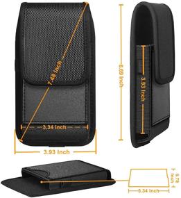 img 3 attached to 📱 Ykooe Nylon Phone Holster for iPhone 11/12 Pro Max, XR, XS MAX, 7/8 Plus | Samsung Galaxy S20 FE, S21 Plus, Note 20 Ultra | A52, A21 | Moto Vertical Carrying Phone Pouch Belt Holder Case with Card Slot