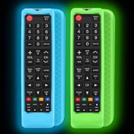 📺 search-optimized protective case sleeve for samsung lcd led hdtv 3d smart tv remote - silicone skin cover for samsung bn59-01199f bn59-01301a remote holder - shockproof bumper back covers in glowblue and glowgreen logo