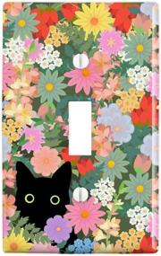 img 3 attached to 🐱 Discover the Whimsical Beauty: GRAPHICS & MORE Black Cat Hiding in Spring Flowers Plastic Wall Decor Toggle Light Switch Plate Cover