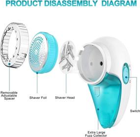 img 1 attached to 🔋 Rechargeable Fabric Shaver with 2-Speeds, Removable Bin & Replaceable Stainless Steel 3-Blades – Lint Remover Sweater Pill Shaver, Electric Fabric Defuzzer with Dual Protection