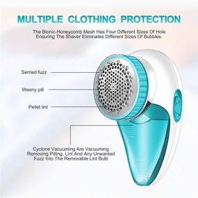 img 2 attached to 🔋 Rechargeable Fabric Shaver with 2-Speeds, Removable Bin & Replaceable Stainless Steel 3-Blades – Lint Remover Sweater Pill Shaver, Electric Fabric Defuzzer with Dual Protection