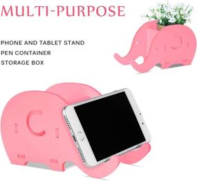 img 3 attached to 🐘 COOLOO Desk Supplies Organizer: Adorable Elephant Pen Pot Holder with Phone Stand - Perfect Office Tidy Stationery Box for iPad, iPhone, and More!