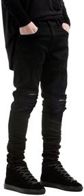 img 4 attached to 👖 IA ROD CA Boy's Black Stretch Destroyed Ripped Distressed Skinny Slim Fit Jeans - Trendy Fashion Denim for Boys